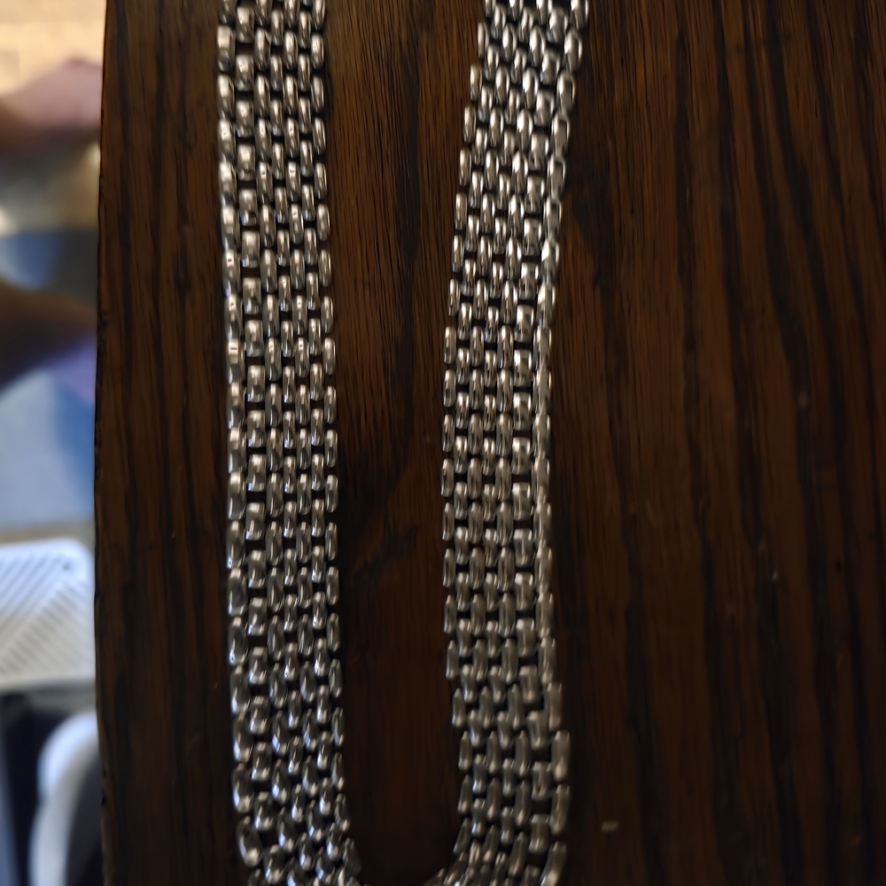 Vintage Multi-Row Panther Link Chain Silver Statement Necklace